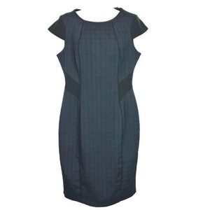 Dorothy Perkins Dress Womens‎ US 8/UK 12 Navy Blue Black Plaid Sheath Career
